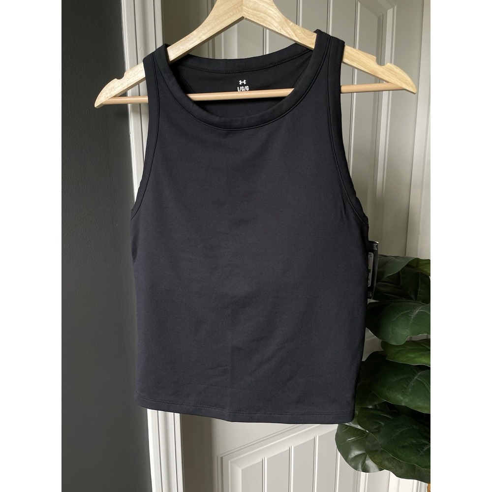 Under Armour Women's Motion High Neck Tank Top Black Size L Fitted Stretch NWT